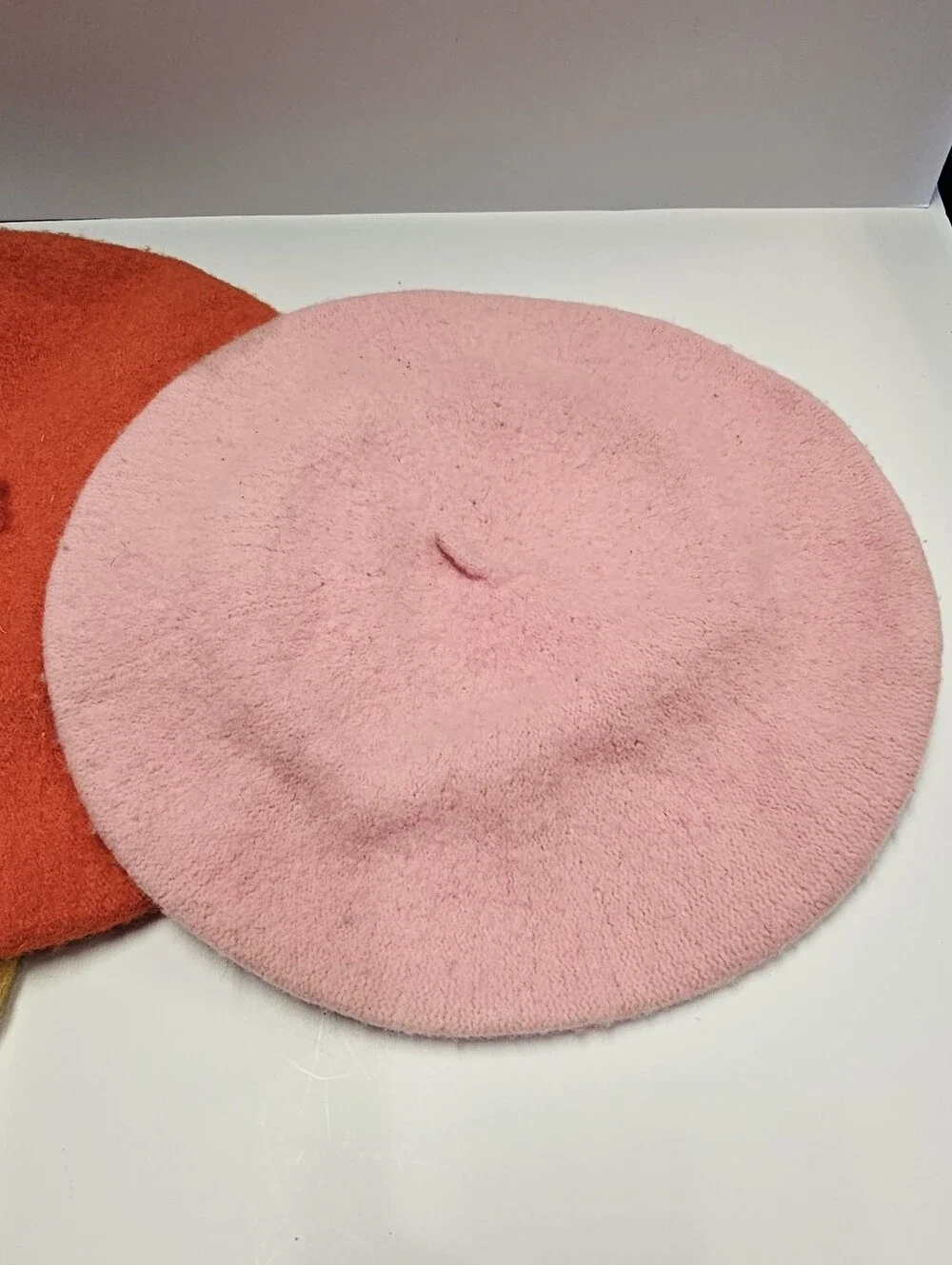 3 Wool Orange Pink Yellow Beret Hats